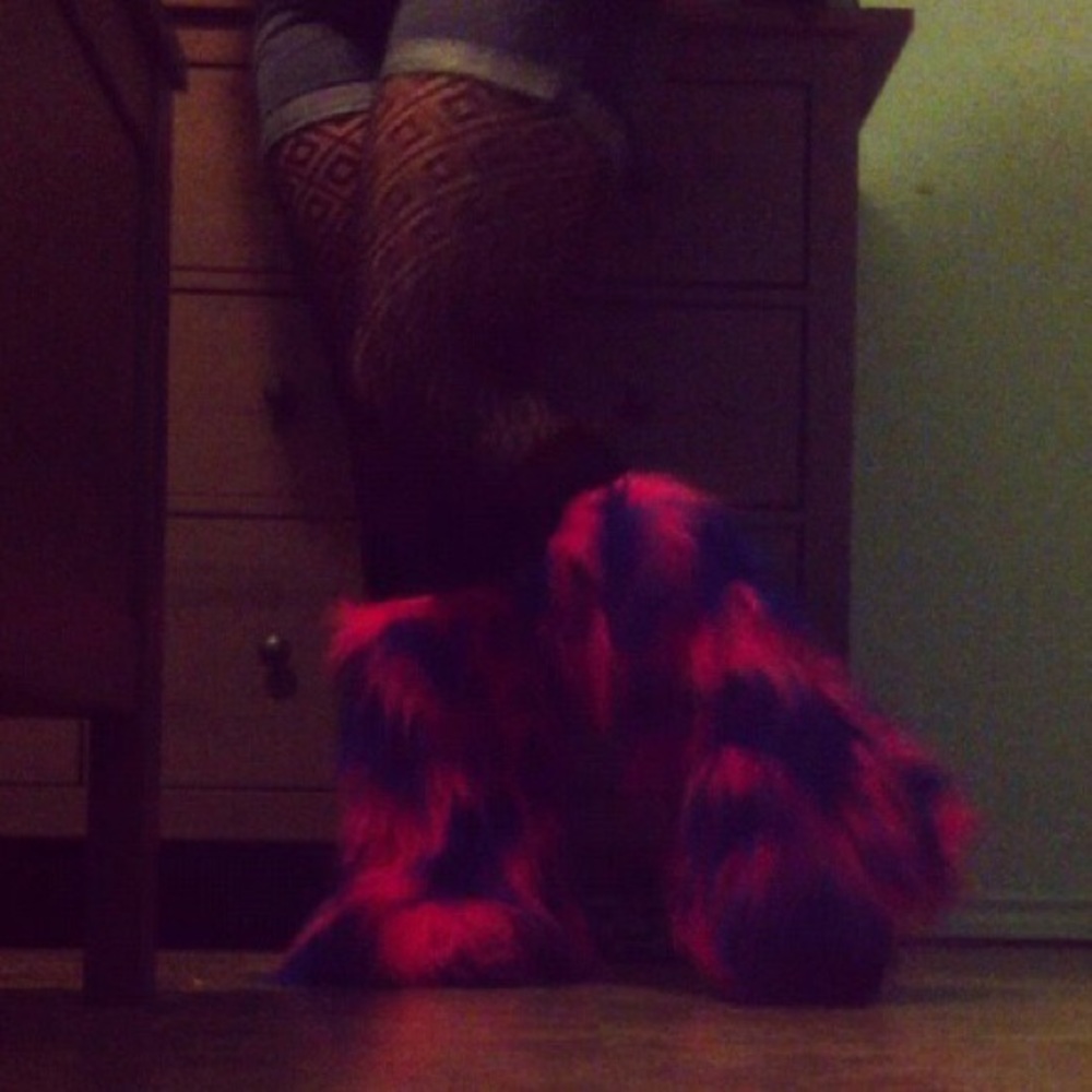 Hot Pink/Blue Rave Fluffies/Leg warmers